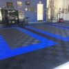 blue and black garage floor tiles